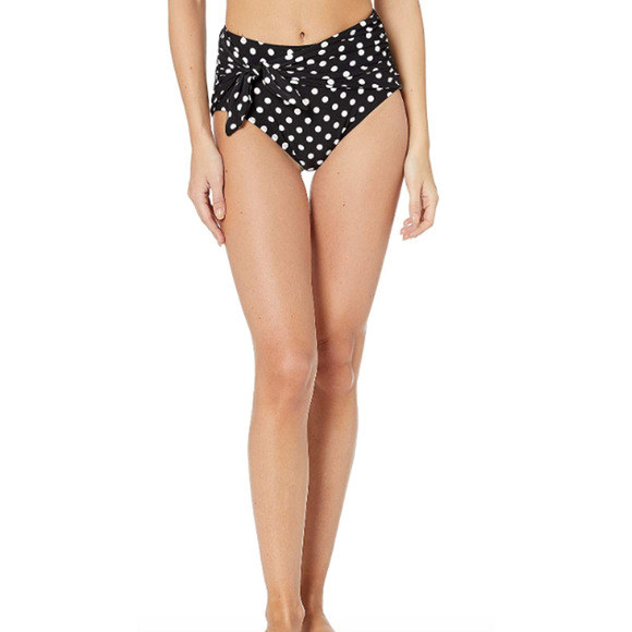 Kate Spade Lia Dot High Waisted Swim Bikini Bottom Black / White Size Small NWT - Picture 1 of 3